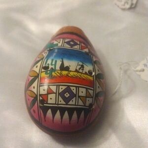 PERUVIAN Art orcarina whistle clay flute hand made hand painted for music